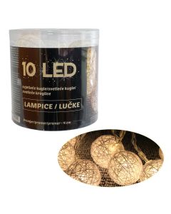 10 LED lampica-loptica 4 cm, na baterije.